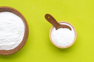 Baking soda on white background.