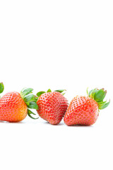 Fresh red ripe strawberries isolated on white background with copy space. Fruit  have high vitamins.