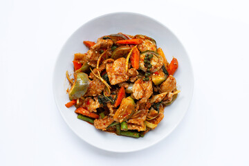 Thai food, Spicy stir-fried pork with herbs