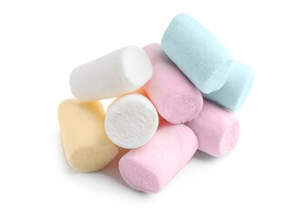 Colorful marshmallows on white background