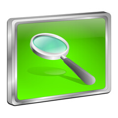 magnifying glass button - 3D illustration