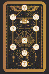 kabbalah Detailed Sephirothic Tree illustration. Occult illustration of the tree of life - obrazy, fototapety, plakaty