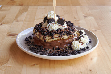 sweet pancakes with chocolate
