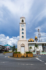 The clock tower was built at the roundabout for a U-turn to visit the mosque.