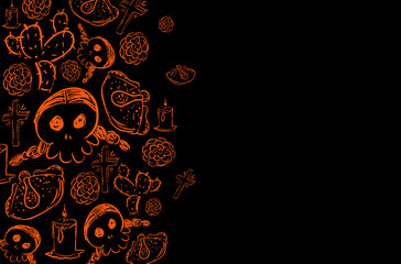 background october traditional mexican, skull and food, halloween 