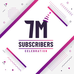Thank you 7M subscribers, 7000000 subscribers celebration modern colorful design.