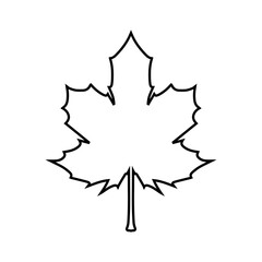 The maple leaf icon. Contour image of the crown-shaped leaf of the Maple tree. The symbol of autumn, the Asian symbol of lovers and the five senses. The official emblem of Canada. 