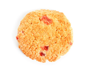 Tasty cranberry cookie on white background