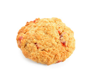 Tasty cranberry cookie isolated on white background