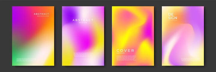 Blurred backgrounds set with modern abstract blurred color gradient patterns. Templates collection for brochures, posters, banners, flyers and cards. Vector illustration.