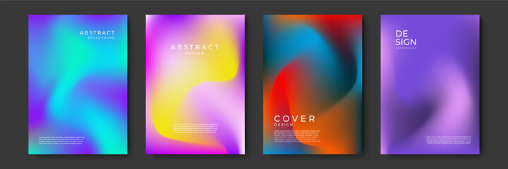 Blurred backgrounds set with modern abstract blurred color gradient patterns. Templates collection for brochures, posters, banners, flyers and cards. Vector illustration.