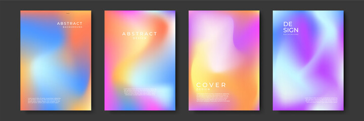 Blurred backgrounds set with modern abstract blurred color gradient patterns. Templates collection for brochures, posters, banners, flyers and cards. Vector illustration.