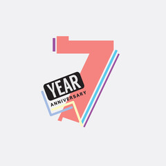 7th Years Anniversary Logo Birthday Celebration Abstract Design Vector Illustration.