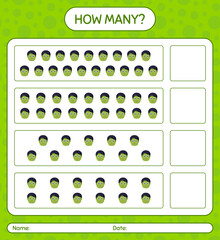 How many counting game with zombie. worksheet for preschool kids, kids activity sheet