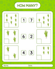 How many counting game with zombie's hand. worksheet for preschool kids, kids activity sheet