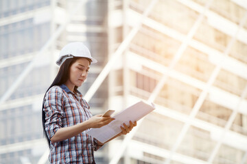 female engineer at construction site
