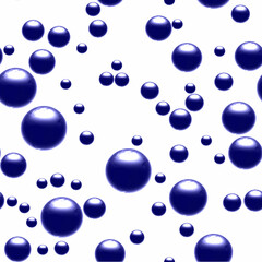 Blue bubbles, spheres, water drops on blue