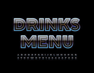 Vector premium template Drinks Menu. Shiny elite Font. Chic style Alphabet Letters and Numbers set