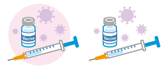 コロナワクチンと注射器のイラスト