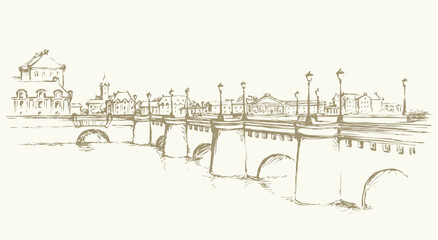 Bridge. Vector drawing