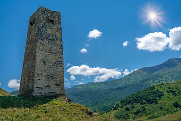 Fototapeta na wymiar Davgars - UNESCO World Heritage Site City of the Dead in North Ossetia
