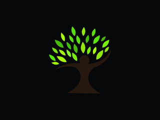 Man Tree Logo abstract design vector template. Social network Education Eco Logotype concept icon.eps