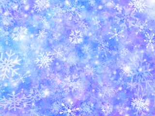 背景素材　背景　雪　雪の結晶　結晶　クリスマス　冬　壁紙　水彩　フレア　光　グラデーション　青