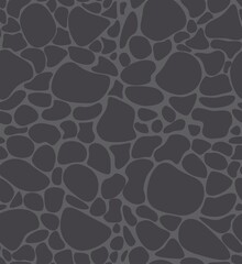 Vector seamless background with stones. Pebbles, stones, road. Pebbles in the water. Stony pattern for printing on cards, fabric, paper, packaging.