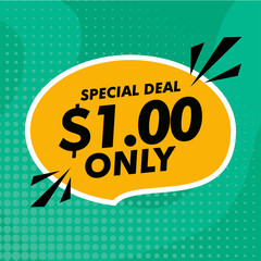 Special dollar one only deal and sale banner Vector