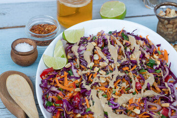 Making Vegetarian Red Cabbage Salad and Quinoa Salad