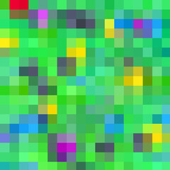 Green pink tartan shapes abstract background with squares