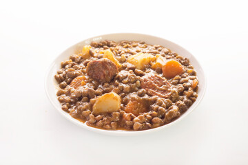 Lentil handmade cooked with potatoes and carrot