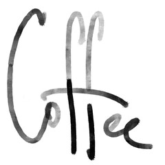 Word coffee on the white background.
