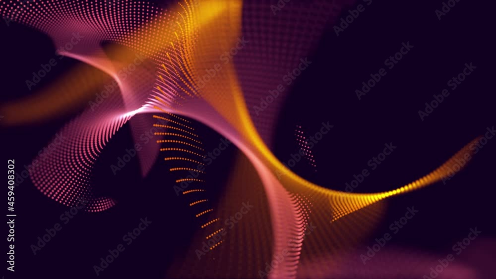 Wall mural christmas magic abstract wireframe swirl grid curves and glowing waves particles. 4k uhd 3d seamless
