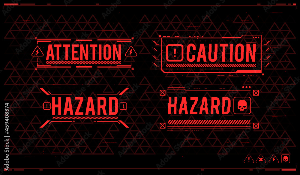 Poster conceptual layout with hud elements for print and web. lettering with futuristic user interface elem