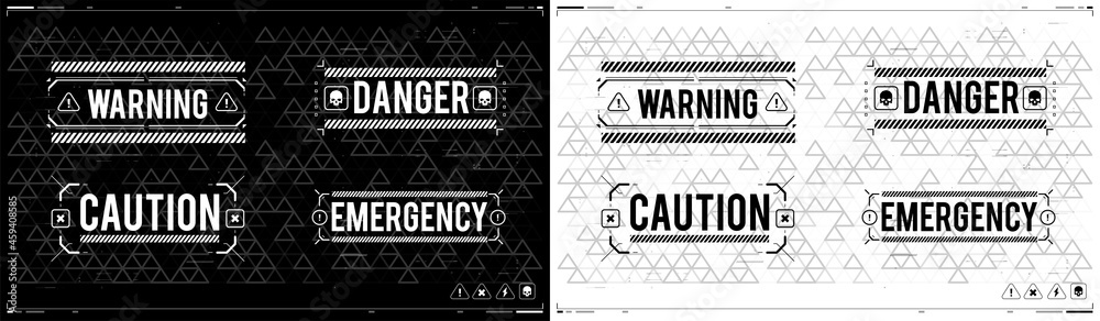 Poster conceptual layout with hud elements. caution futuristic ski-fi ui design elements in modern technolo