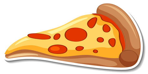 A piece of Italian pizza sticker on white background