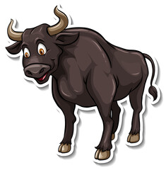 A cute black cow cartoon animal sticker