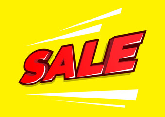 3d red sale word isolated over yellow background.