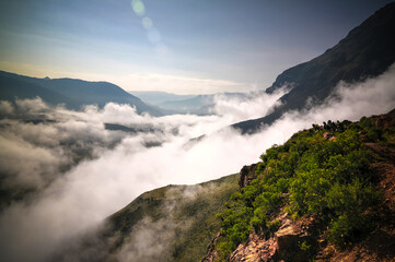 Aerial panoramic view to Colca canyon from the Tunturpay viewpoint, Chivay, Arequipa, Peru