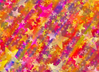 many painted stars on glow colorful background