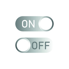 On and Off toggle switch buttons. Switch silver gradient icon. Flat UX UI design vector element set for website or mobile app. Web colored toggle template