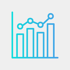 Vector illustration of bar chart icon in gradient style for any projects