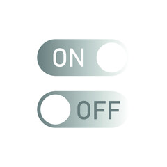 On and Off toggle switch buttons. Switch silver gradient icon. Flat UX UI design vector element set for website or mobile app. Web colored toggle template