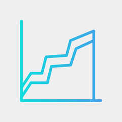 Vector illustration of area chart icon in blue style for any projects