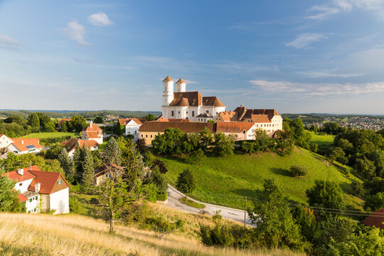 Austria, Styria, Weiz, Weizberg Church and surrounding landscape in summer