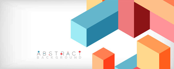Fototapeta premium Abstract background. 3d cubes, cubic elements and blocks. Techno or business concept for wallpaper, banner, background, landing page