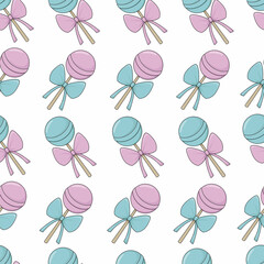 Lollipop seamless pattern. Colorful cartoon illustration on white background.