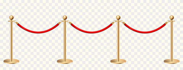 Golden barriers front view on transparent background vector illustration
