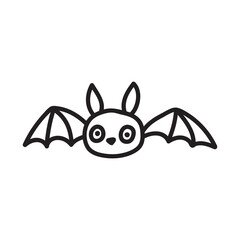 Cute black bats drawn in doodle style. Vector black silhouette illustration isolated on white background.